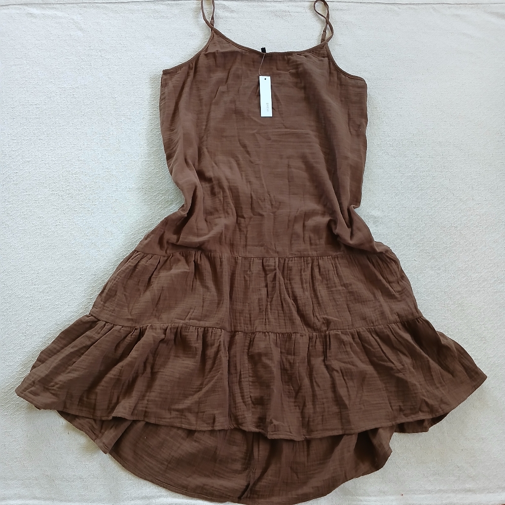 Drew Summer Cotton Brown Dress Anthropologie Minimalist Cottagecore